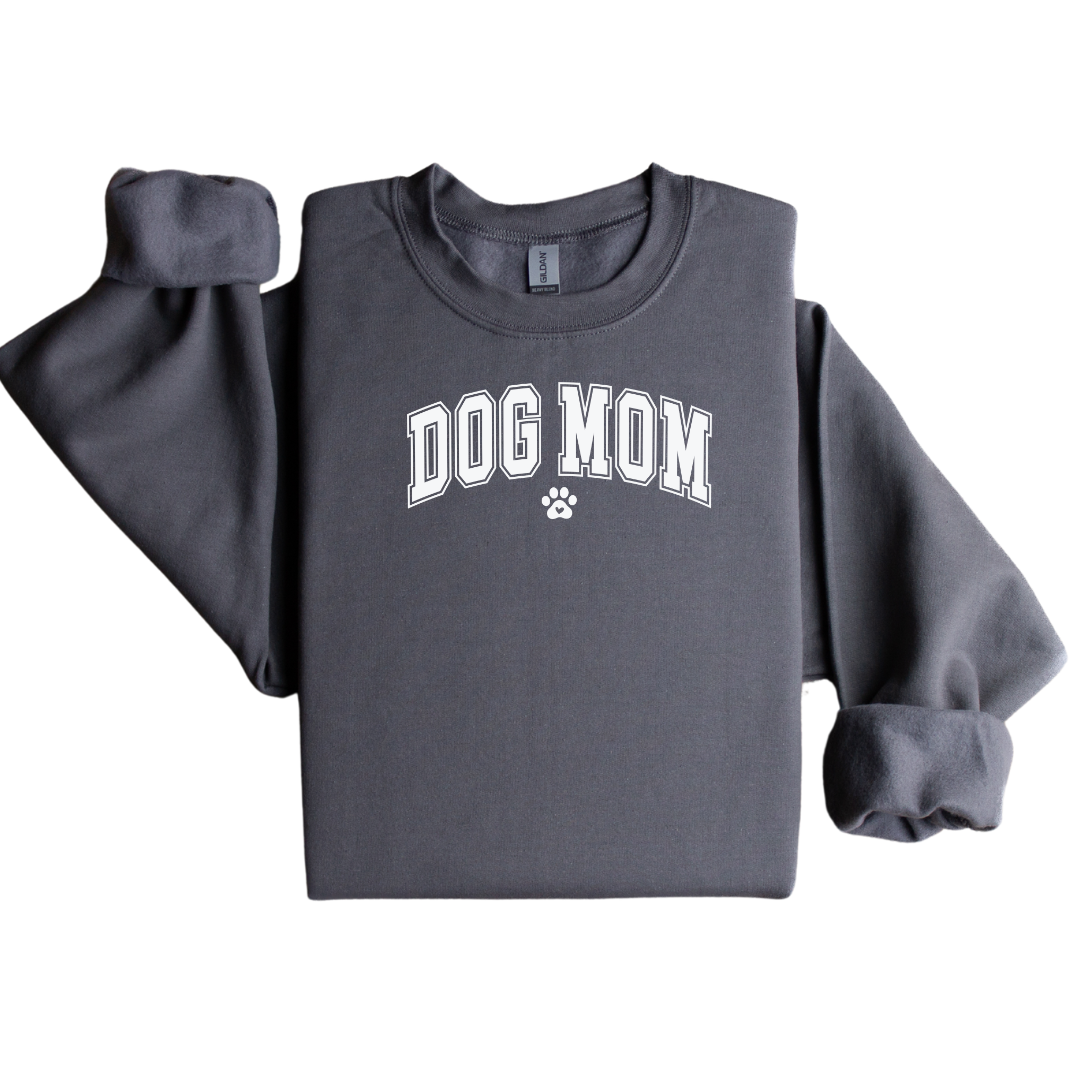 "Dog Mom" Crewneck Sweatshirt - Smoke Gray