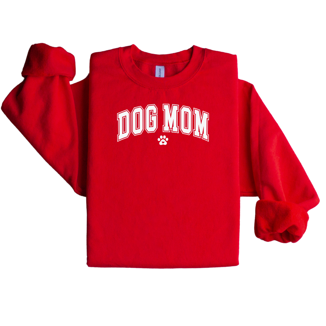 "Dog Mom" Crewneck Sweatshirt - Deep Red