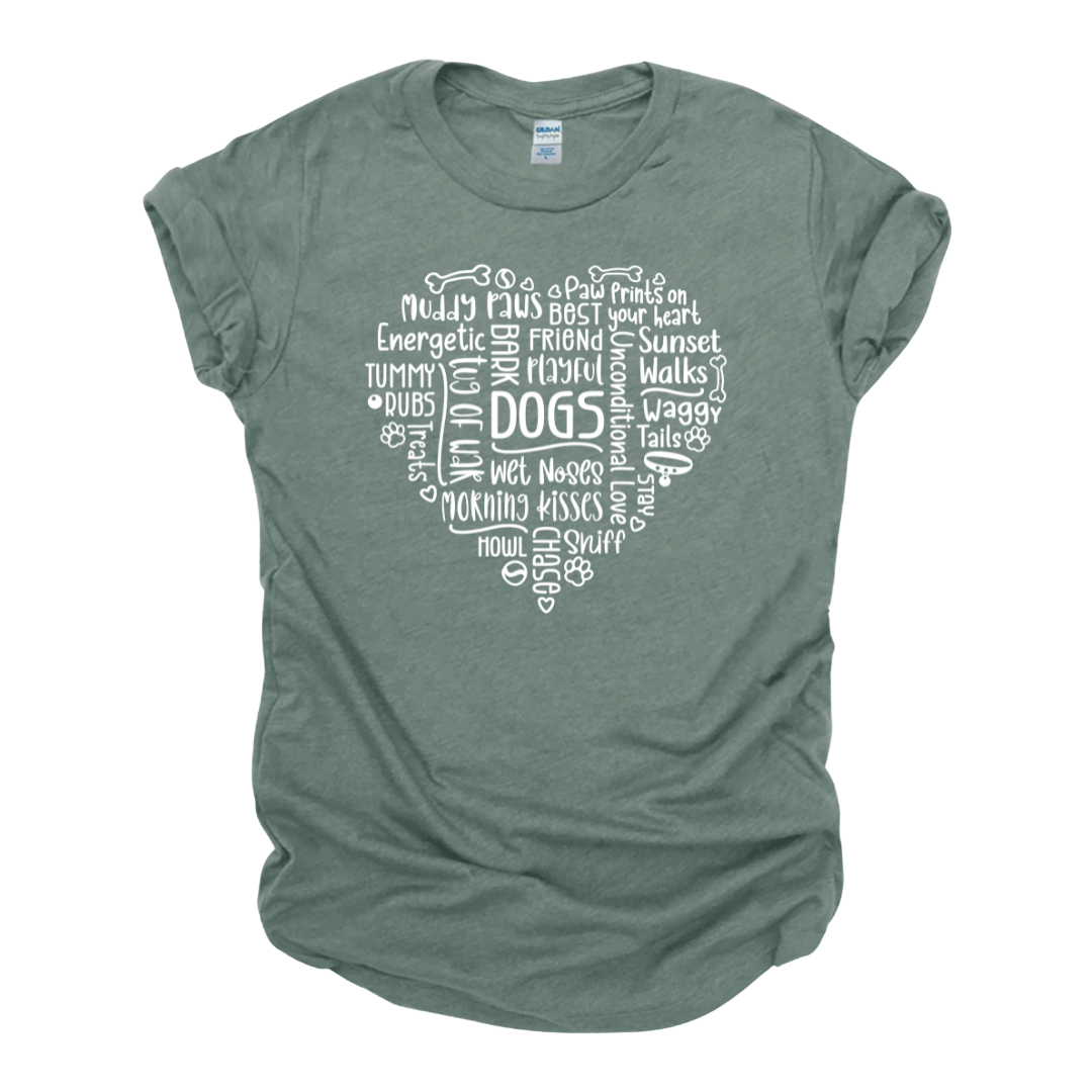 "Dogs Word Heart" Tee