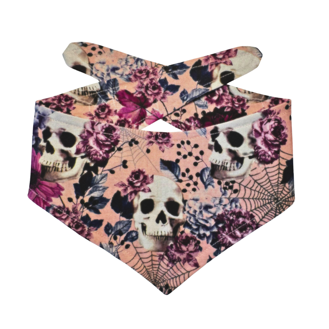 Halloween Skulls, Webs & Roses Dog Bandanas